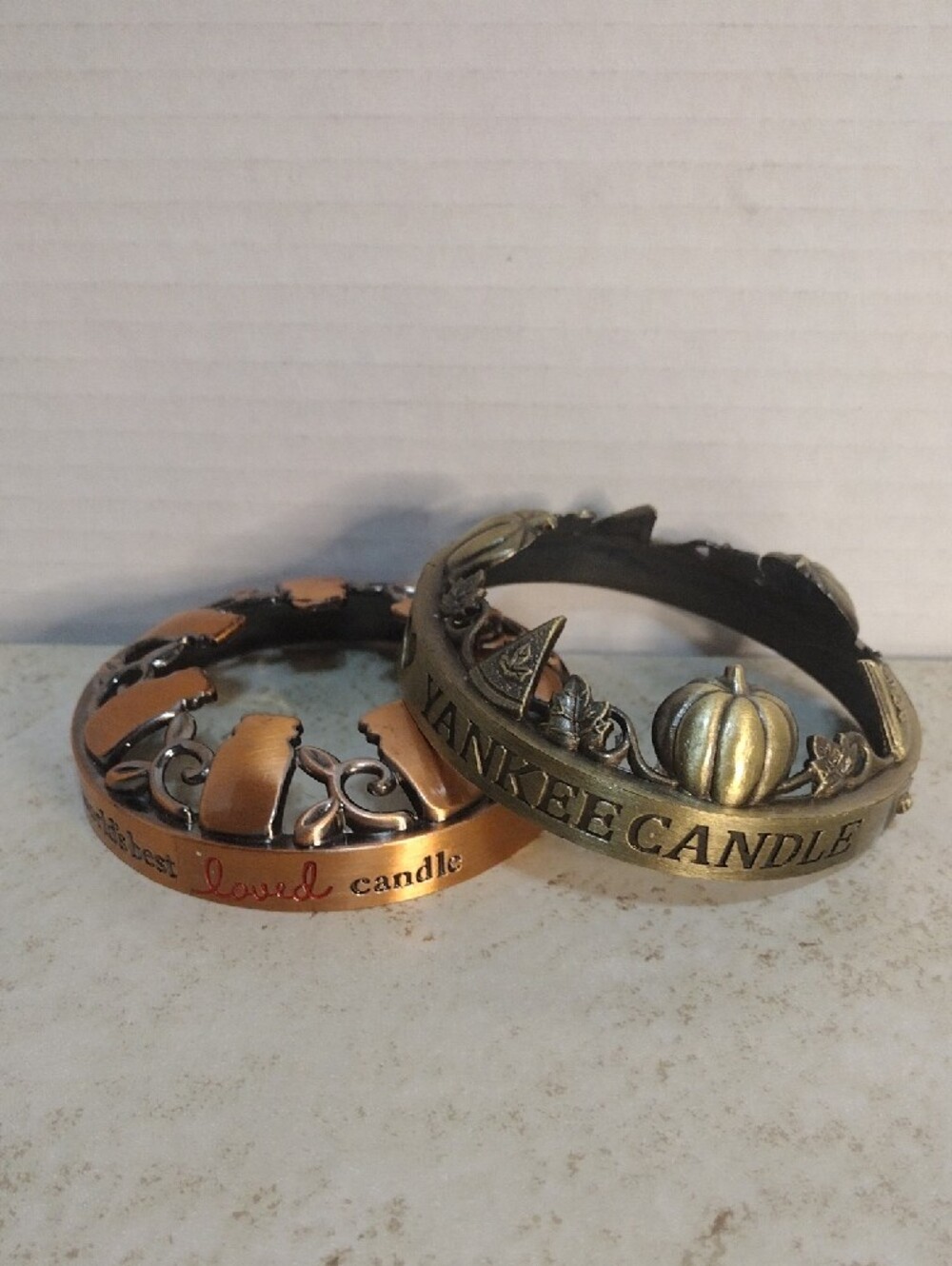 Yankee Candle Metal Bronze and Copper Illuma Lids Decorative Fall Decor Pumpkins